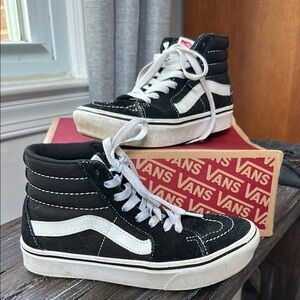 Vans Kids Black and White High-Top Sneakers